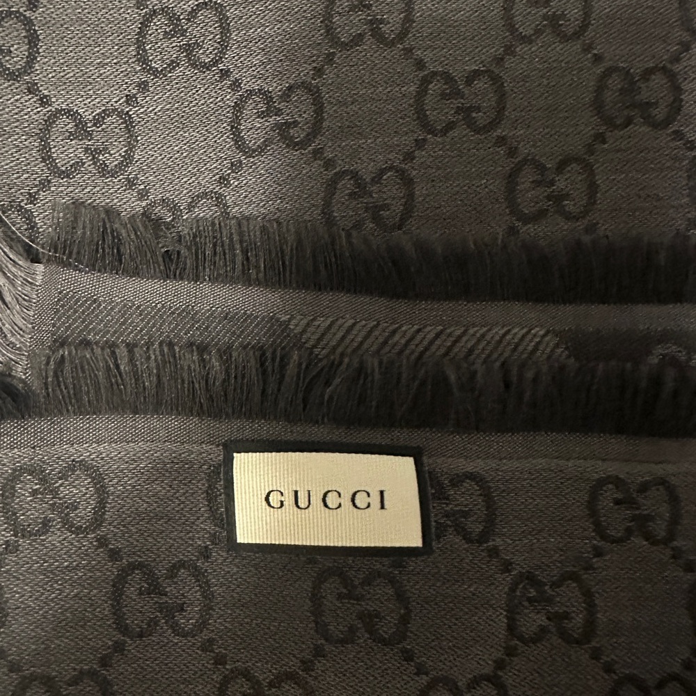 Gucci Charcoal Monogrammed Shawl